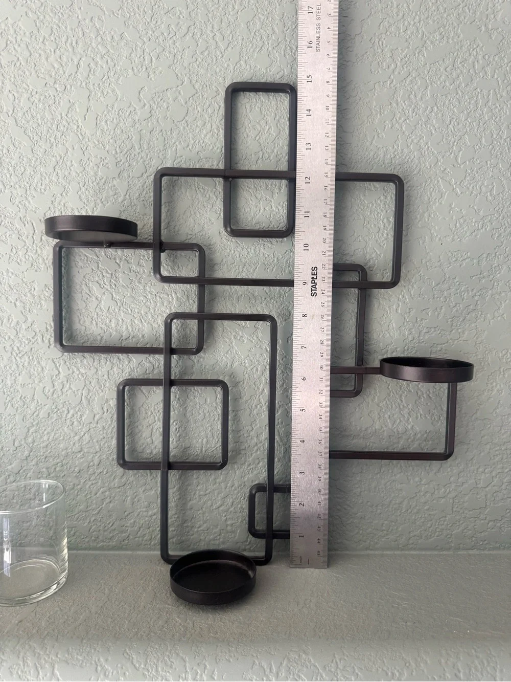 Geometric Black Metal Wall Candle Holder - Modern Home Wall Decor